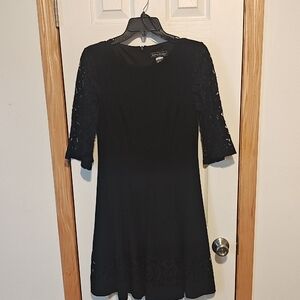 Connected Apparel Black A-Line Bell Sleeve Dress